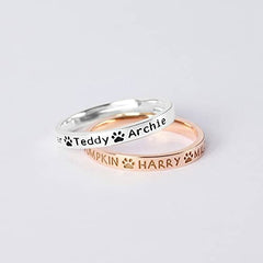 Dog Name Ring, Dog Mom Gift, Memorial Pet Gift, Custom Pet Names Ring
