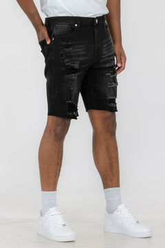 Washed Distressed Denim Shorts DSP1