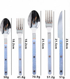 Set Of 10 Pcs Modern Nebula Cutlery, Bistrot Style Rivet Flatware Set