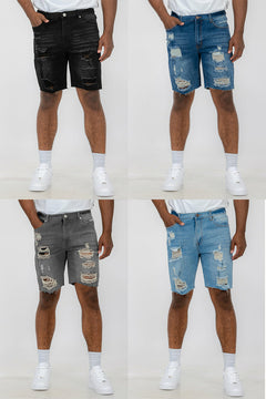 Washed Distressed Denim Shorts DSP1